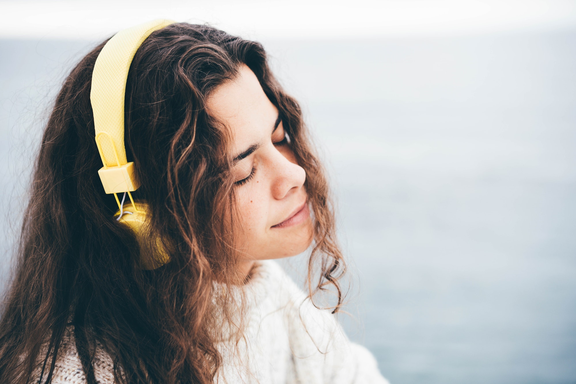 woman listening music